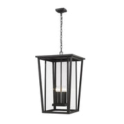 Z-Lite Seoul 4 Lt Outdoor Chain Mount Ceiling Fixture, Black/Clear - 571CHXXL-BK