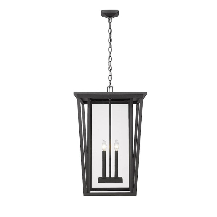 Z-Lite Seoul 4 Lt Outdoor Chain Mount Ceiling Fixture, Black/Clear