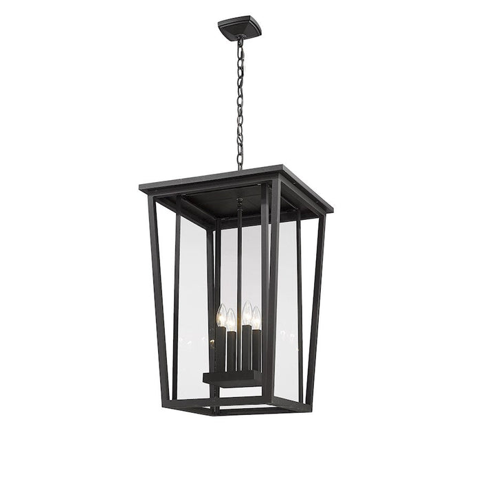 Z-Lite Seoul 4 Lt Outdoor Chain Mount Ceiling Fixture, Black/Clear