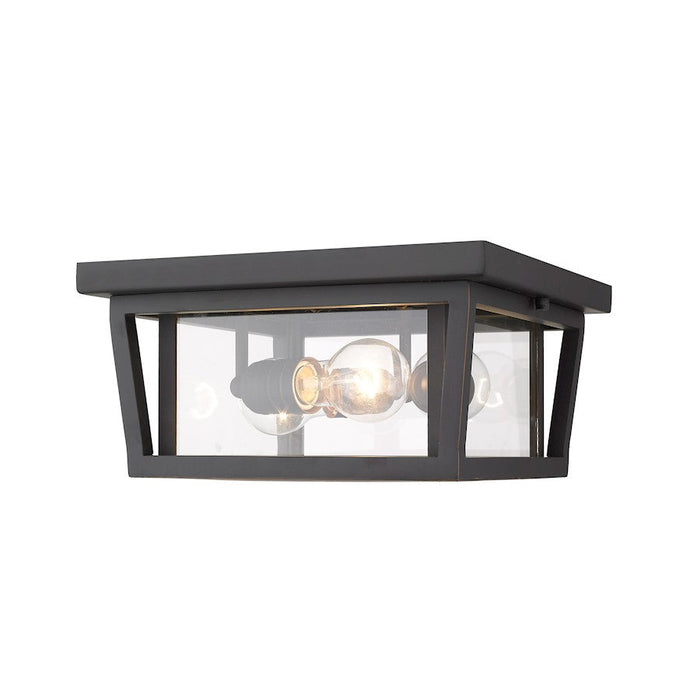 Z-Lite Seoul 3 Light Outdoor Flush Ceiling Mount, Bronze/Clear - 571F-ORB