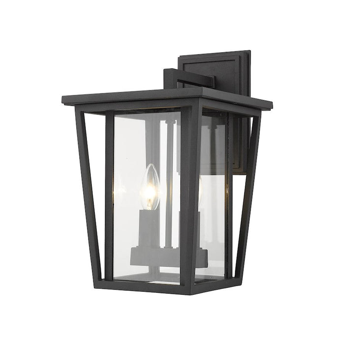 Z-Lite Seoul 2 Light 9.25" Outdoor Wall Sconce, Black/Clear - 571M-BK