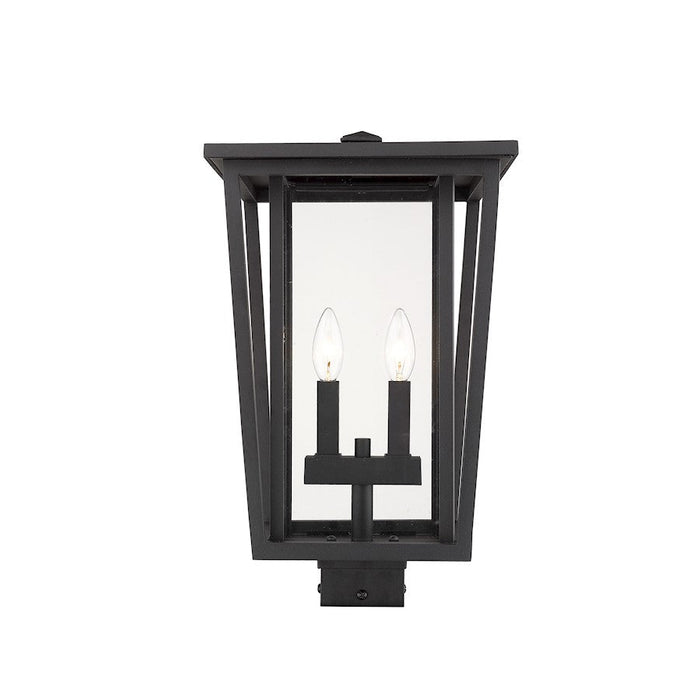 Z-Lite Seoul 2 Light 18.25" Outdoor Post Mount Fixture, Black/Clear - 571PHBS-BK