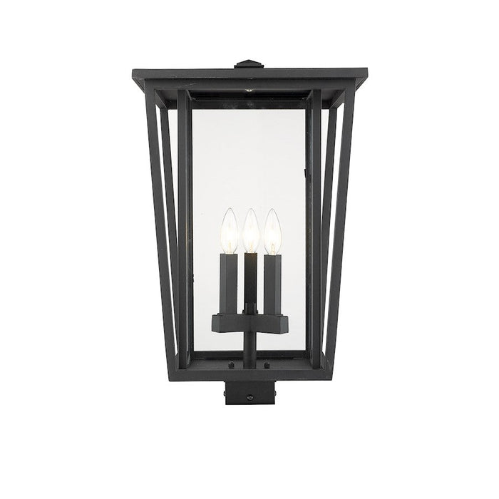 Z-Lite Seoul 3 Light 22.25" Post Mount Fixture, Black/Clear - 571PHXLS-BK