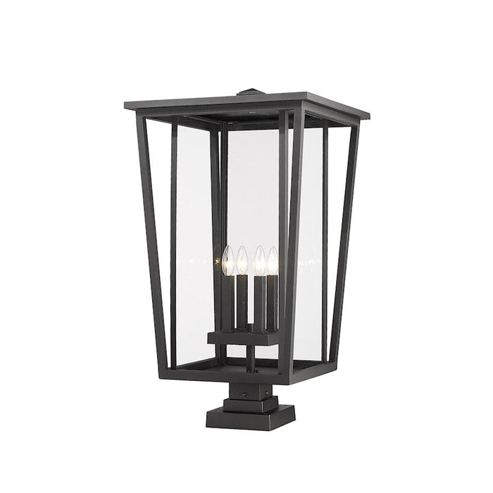 Z-Lite Seoul 4 Lt 32" Outdoor Pier Mount/Square, Black/Clear - 571PHXXLS-SQPM-BK