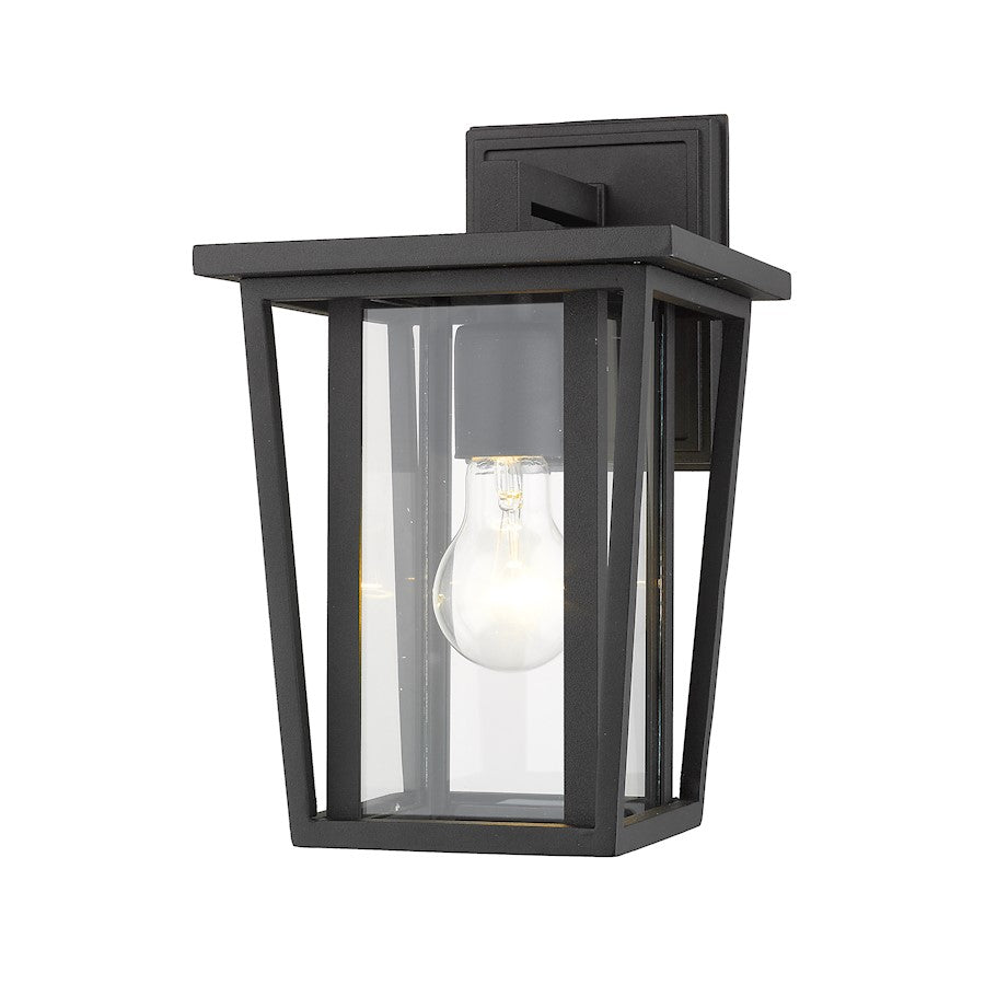 Z-Lite Seoul 1 Light Outdoor Wall Sconce, Black/Clear - 571S-BK