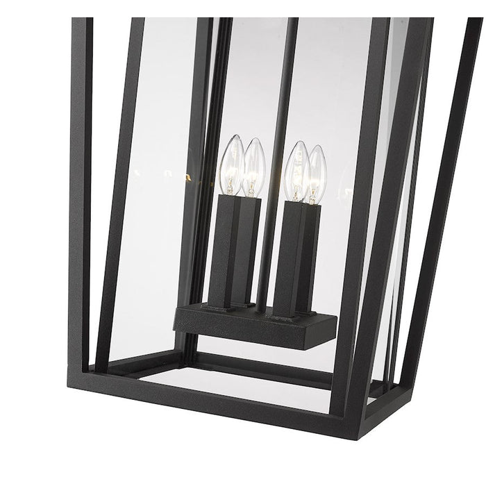 Z-Lite Seoul 4 Light Outdoor Wall Sconce in Black/Clear