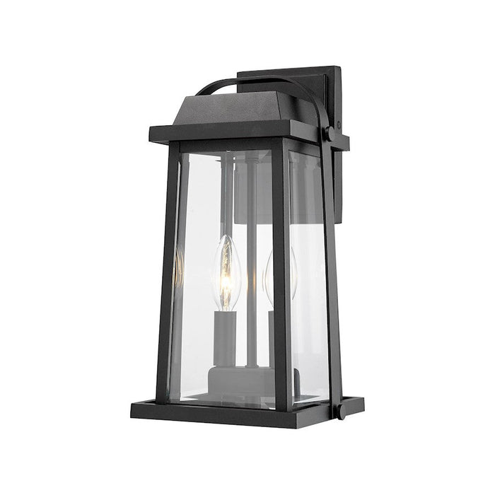 Z-Lite Millworks 2 Light Outdoor Wall Sconce, Black/Clear Beveled - 574M-BK