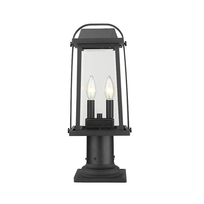 Z-Lite Millworks 2 Light Outdoor Pier Mount, Black/Clear - 574PHMR-533PM-BK