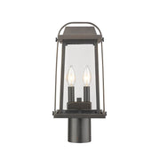 Z-Lite Millworks 2 Light 16.75" Outdoor Post Mount, Bronze/Clear - 574PHMR-ORB