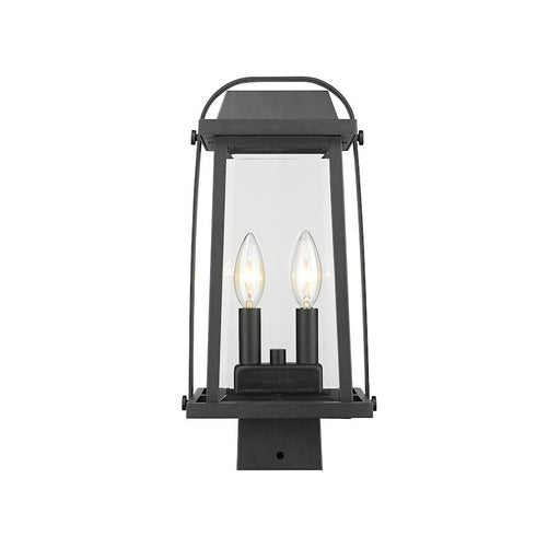 Z-Lite 2 Light Millworks 7" Outdoor Post Mount Fixture, Black - 574PHMS-BK