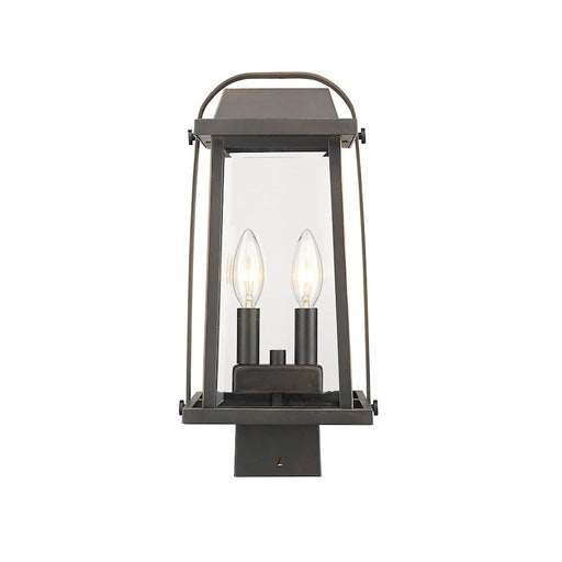 Z-Lite 2 Light Millworks 7" Outdoor Post Light, Bronze - 574PHMS-ORB