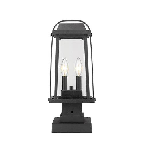 Z-Lite Millworks 2 Light Sq. Outdoor Pier Mount, Black/Clear - 574PHMS-SQPM-BK