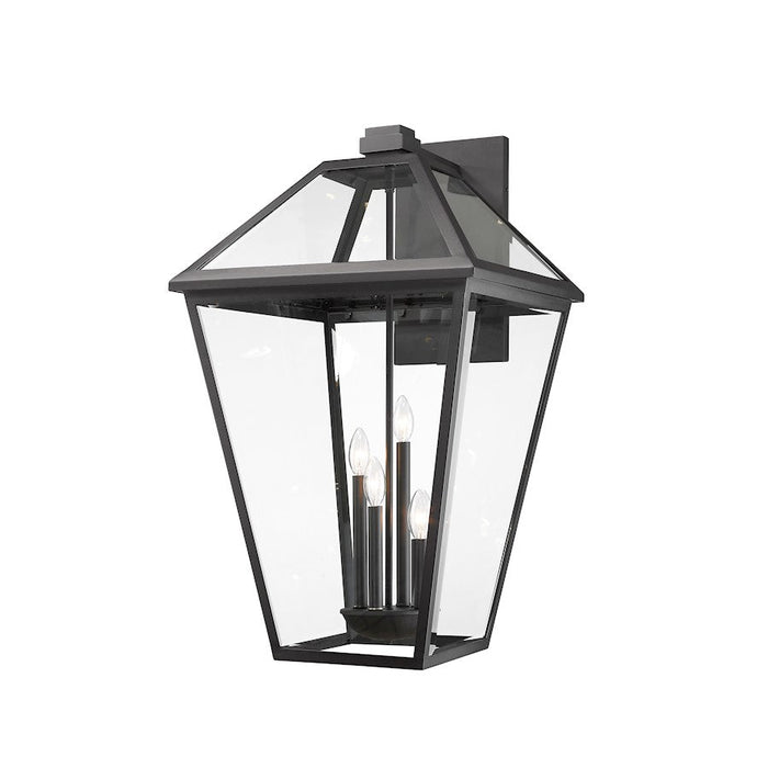 Z-Lite Talbot 4 Light Outdoor Wall Sconce, Black/Clear Beveled