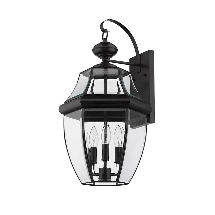 Z-Lite Westover 3 Light 22.25" Outdoor Sconce, Black/Beveled