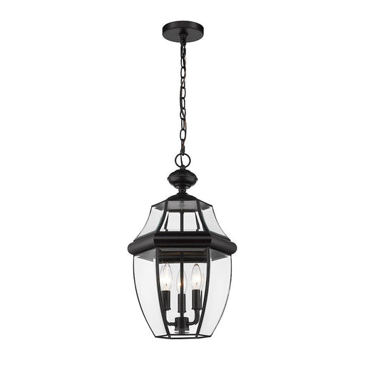 Z-Lite Westover 3 Light Outdoor Chain Mount Ceiling, Black/Beveled - 580CHB-BK