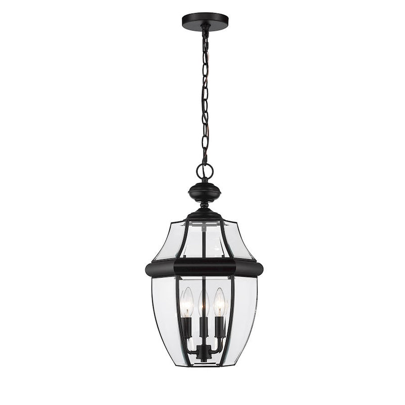 Z-Lite Westover 3 Light Outdoor Chain Mount Ceiling, Black/Beveled