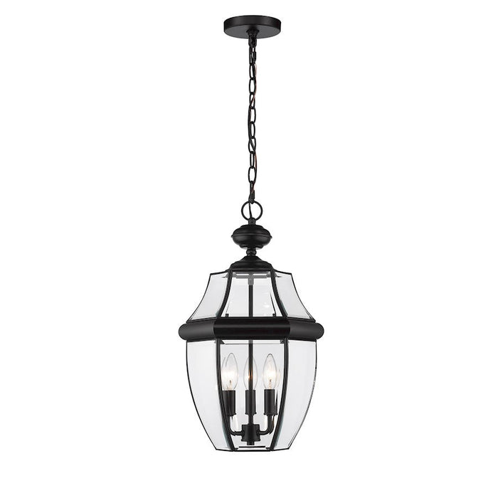 Z-Lite Westover 3 Light Outdoor Chain Mount Ceiling, Black/Beveled