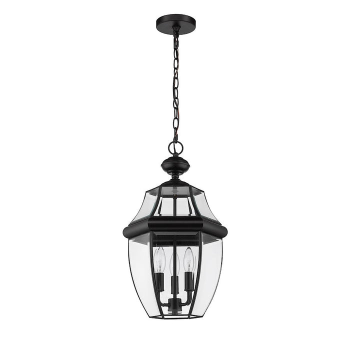 Z-Lite Westover 3 Light Outdoor Chain Mount Ceiling, Black/Beveled