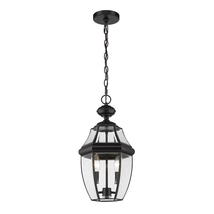 Z-Lite Westover 2 Light Outdoor Chain Mount Ceiling, Black/Beveled - 580CHM-BK