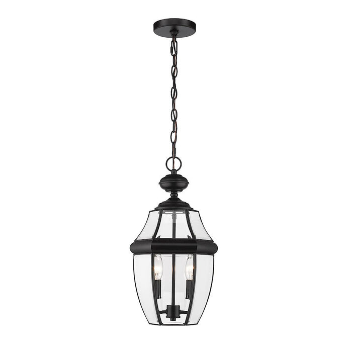 Z-Lite Westover 2 Light Outdoor Chain Mount Ceiling, Black/Beveled