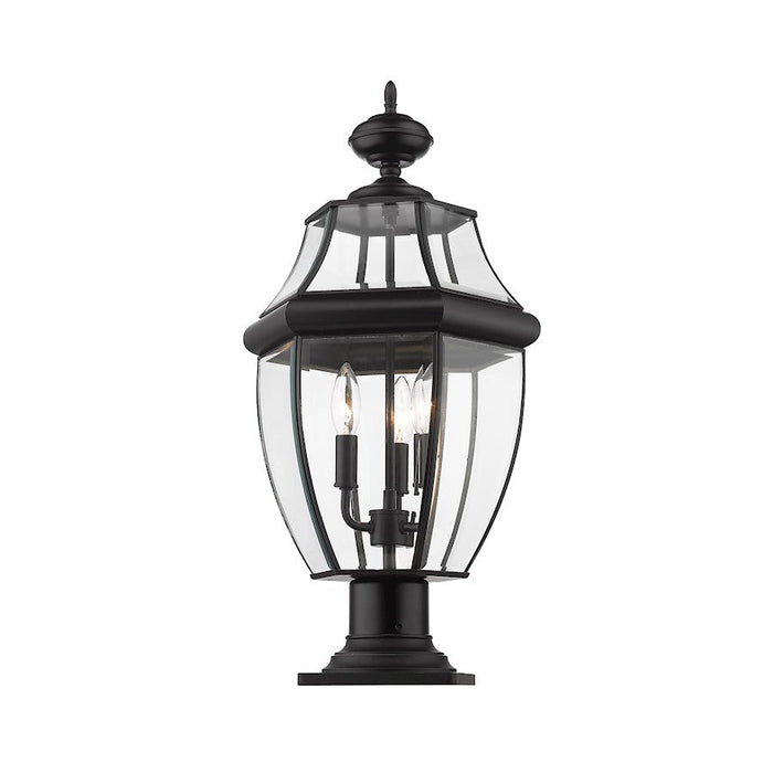 Z-Lite Westover 3 Light 22" Outdoor Pier Mount, Black/Beveled - 580PHB-533PM-BK