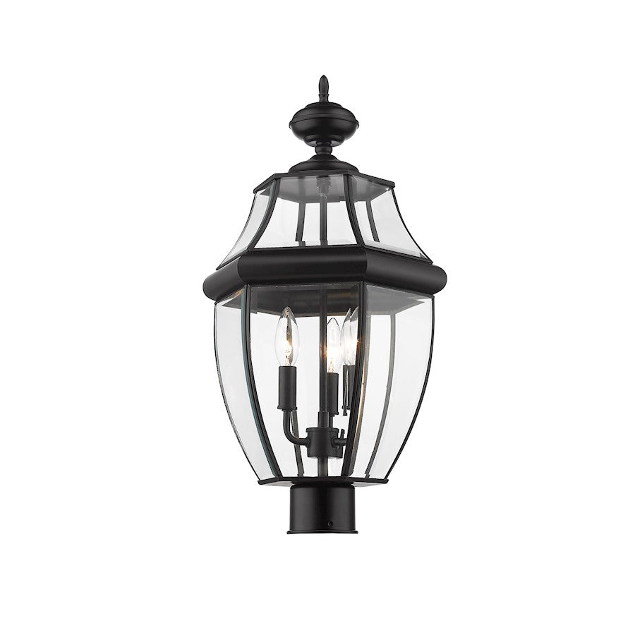 Z-Lite Westover 3 Light 20" Outdoor Post Mount, Black/Beveled - 580PHB-BK