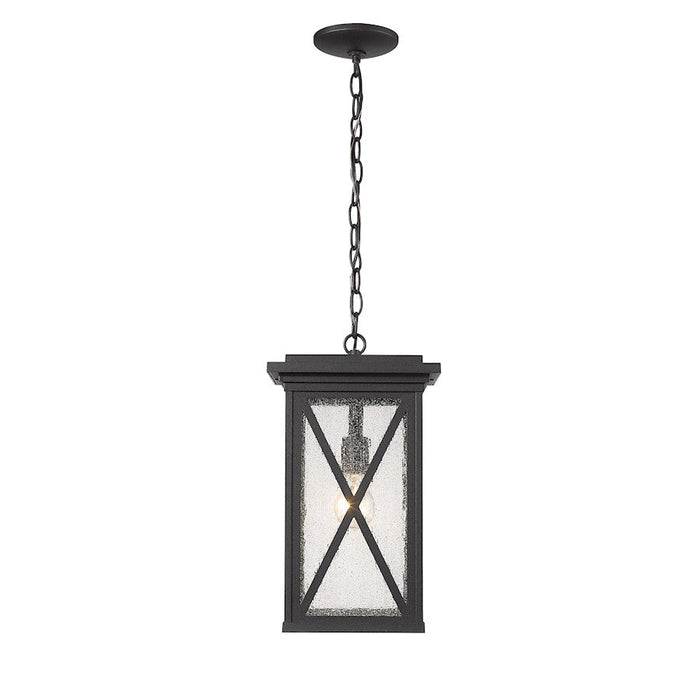 Z-Lite Brookside 1 Light Outdoor Chain Mount Ceiling, Black/Seedy