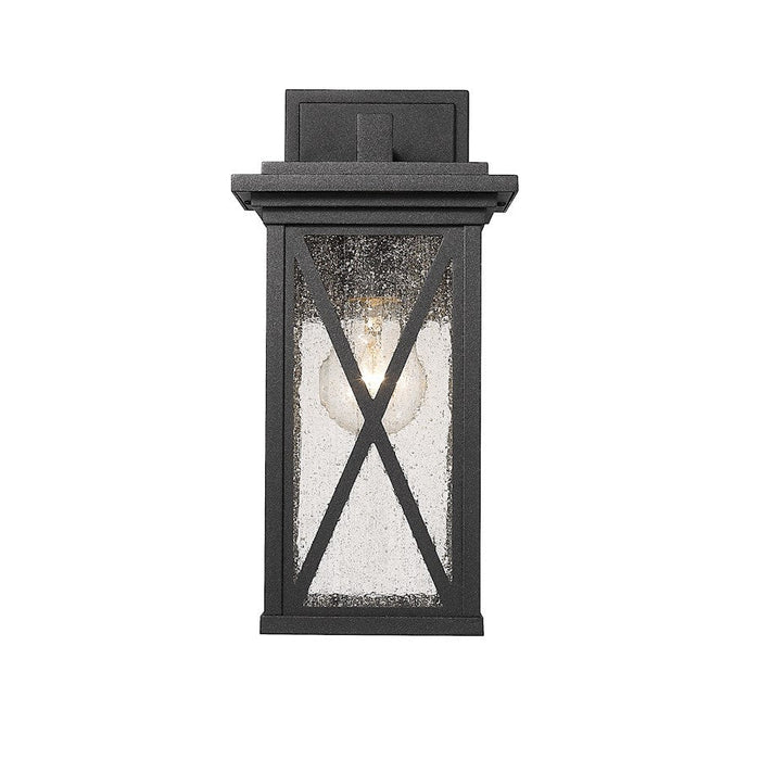 Z-Lite Brookside 1 Light Outdoor Wall Sconce, Black, Clear Seedy