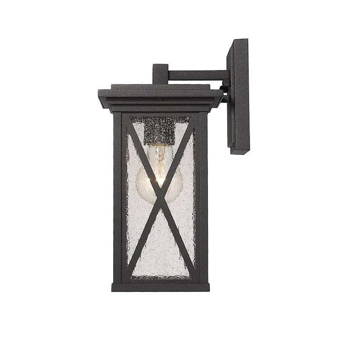 Z-Lite Brookside 1 Light Outdoor Wall Sconce, Black, Clear Seedy