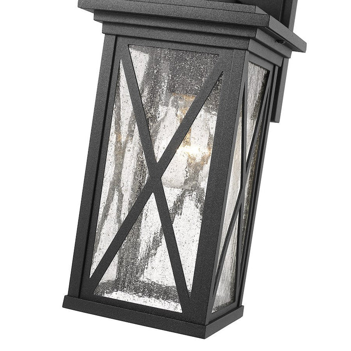 Z-Lite Brookside 1 Light Outdoor Wall Sconce, Black, Clear Seedy