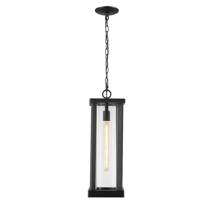 Z-Lite Glenwood 1 Light 22" Outdoor Chain Mount Ceiling, Black/Clear