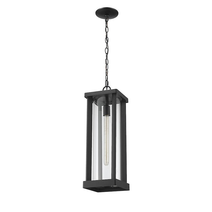 Z-Lite Glenwood 1 Light 22" Outdoor Chain Mount Ceiling, Black/Clear