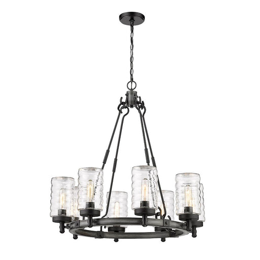 Z-Lite Tahoe 8 Light Outdoor Pendant in Ashen Barnboard/Clear - 588-8ABB