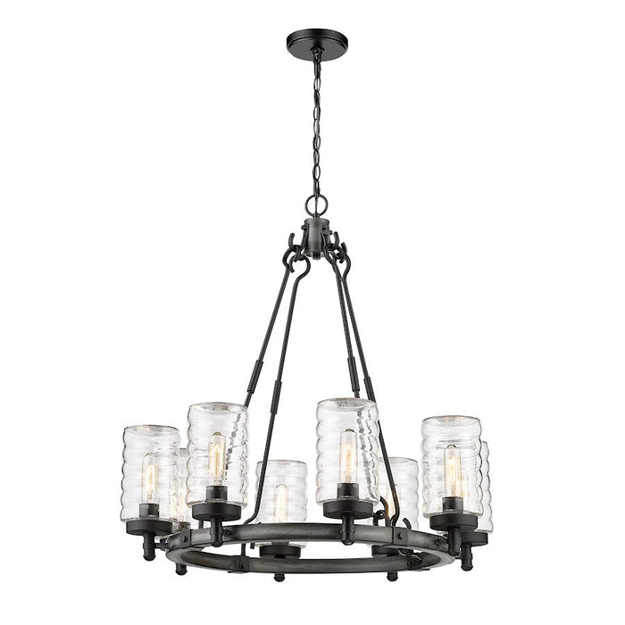 Z-Lite Tahoe 8 Light Outdoor Pendant in Ashen Barnboard/Clear - 588-8ABB