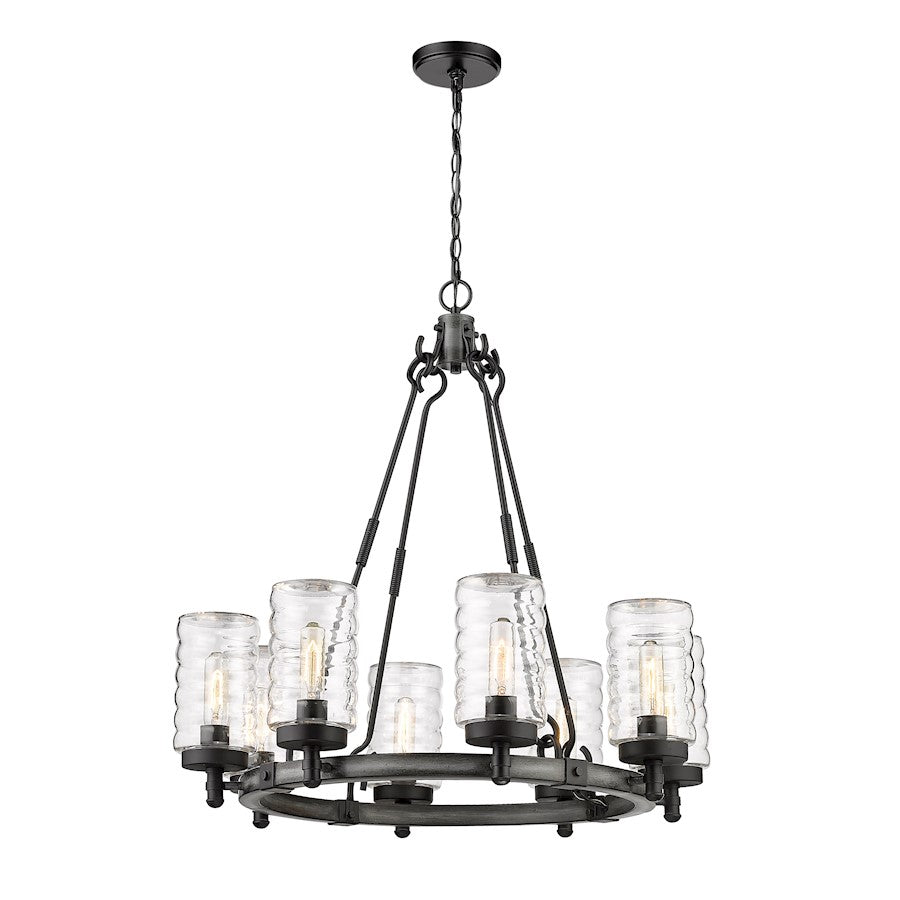 Z-Lite Tahoe 8 Light Outdoor Pendant in Ashen Barnboard/Clear - 588-8ABB