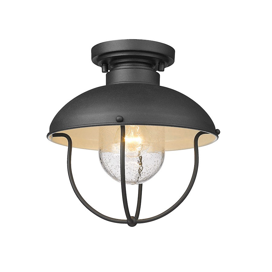 Z-Lite Ansel 1 Light Outdoor Flush Ceiling Mount, Black/Black - 590F-BK