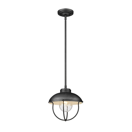 Z-Lite Ansel 1 Light Outdoor Pendant in Black/Black - 590P-BK