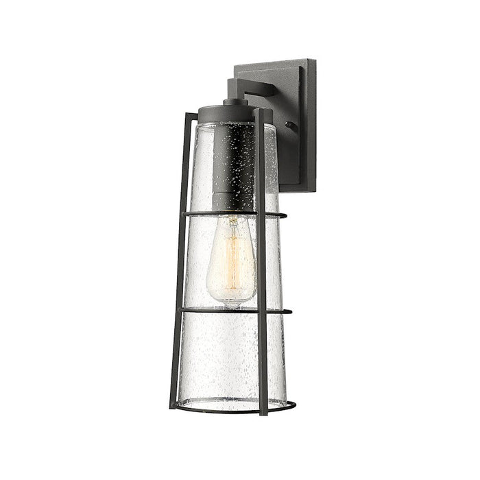 Z-Lite Helix 1 Light 17" Outdoor Wall Sconce in Black/Clear Seedy - 591B-BK