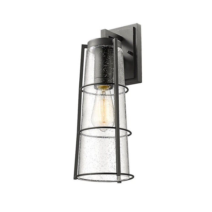 Z-Lite Helix 1 Light Outdoor Wall Sconce in Black/Clear Seedy