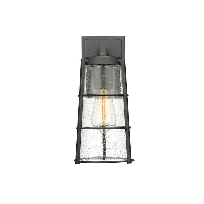 Z-Lite Helix 1 Light Outdoor Wall Sconce in Black/Clear Seedy