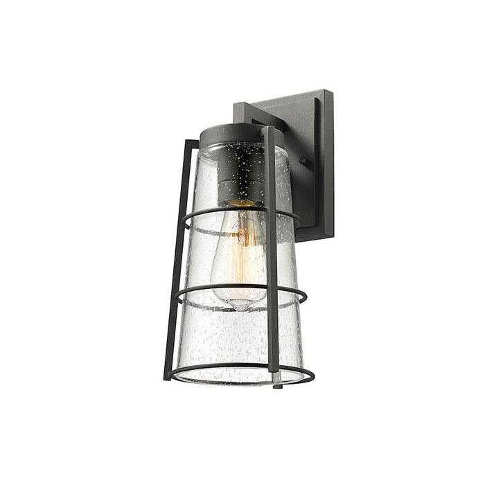 Z-Lite Helix 1 Light Outdoor Wall Sconce in Black/Clear Seedy