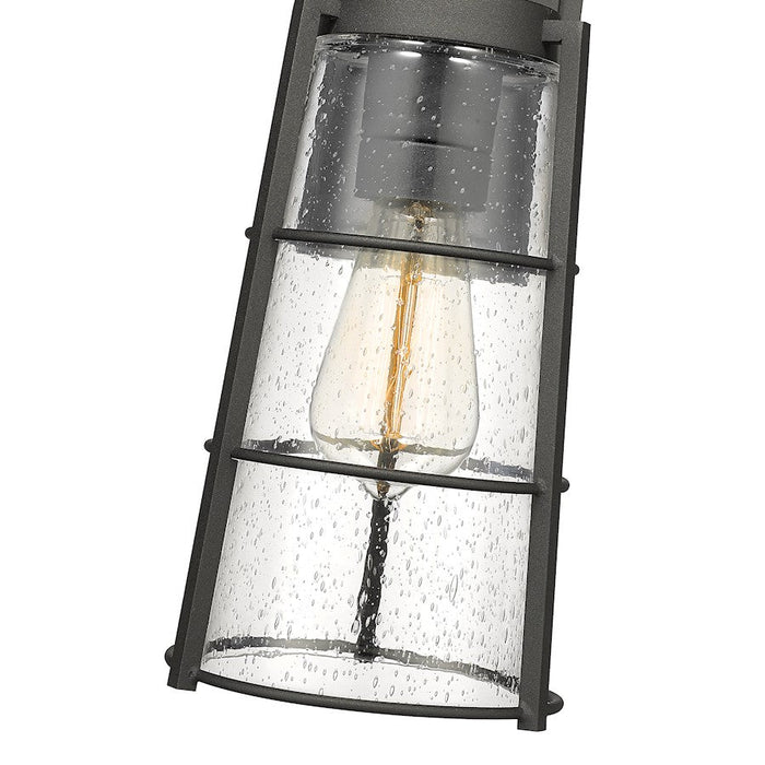 Z-Lite Helix 1 Light Outdoor Wall Sconce in Black/Clear Seedy