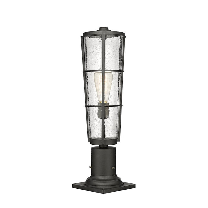 Z-Lite Helix 1 Light 21" Outdoor Pier Mount, Black/Clear Seedy - 591PHB-533PM-BK