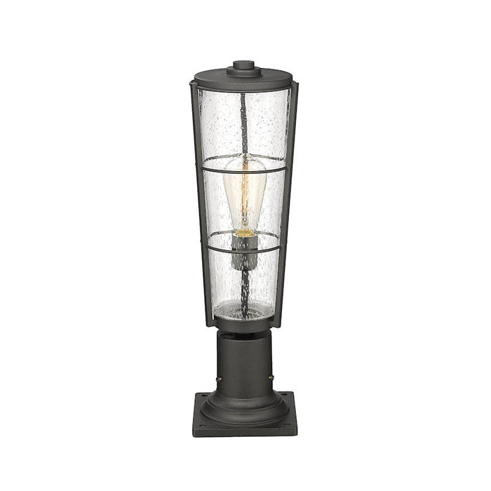 Z-Lite Helix 1 Light Outdoor Pier Mount, Black/Clear Seedy