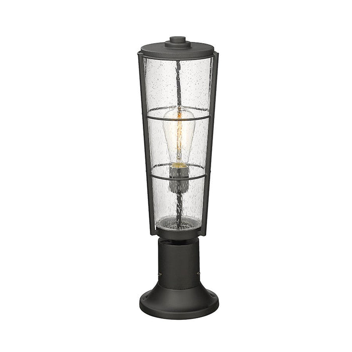 Z-Lite Helix 1 Light Outdoor Pier Mount, Black/Clear Seedy