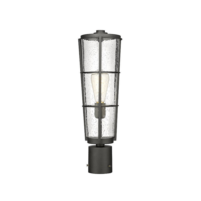 Z-Lite Helix 1 Lt 19" Outdoor Post Mount Fixture, Black/Clear Seedy - 591PHB-BK