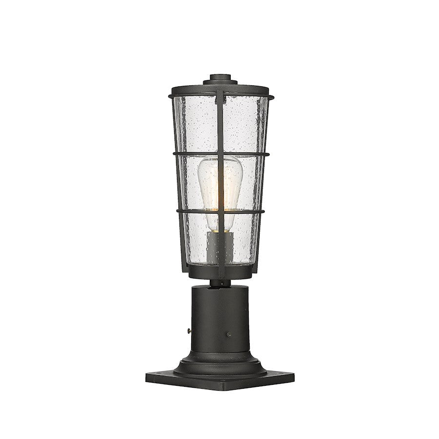 Z-Lite Helix 1 Light 17" Outdoor Pier Mount, Black/Clear Seedy - 591PHM-533PM-BK