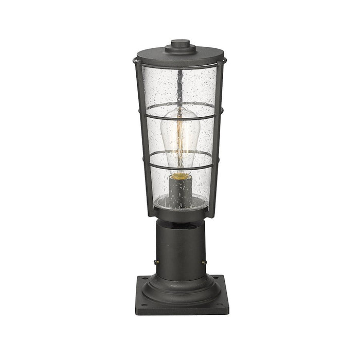 Z-Lite Helix 1 Light Outdoor Pier Mount, Black/Clear Seedy