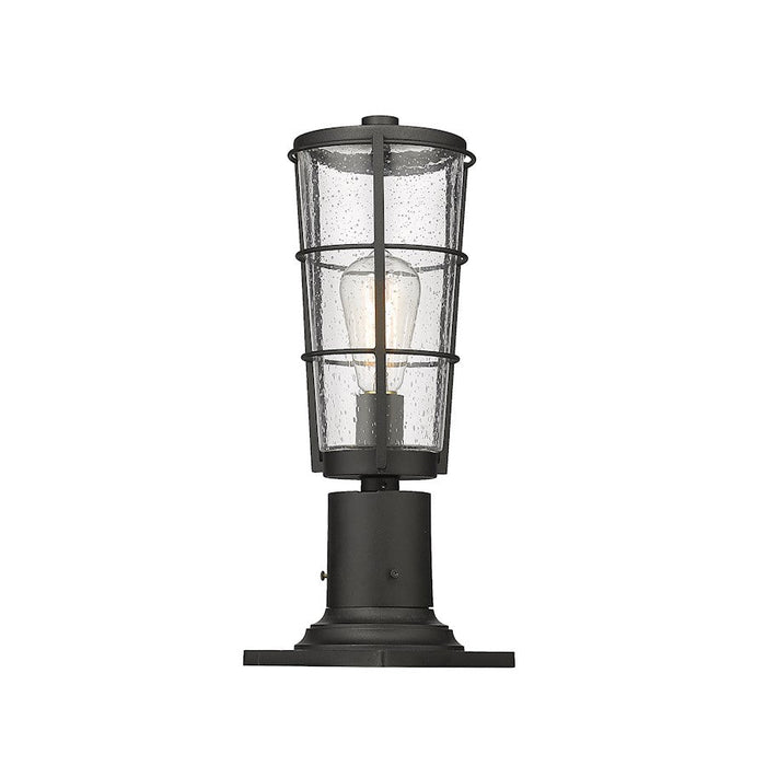 Z-Lite Helix 1 Light Outdoor Pier Mount, Black/Clear Seedy