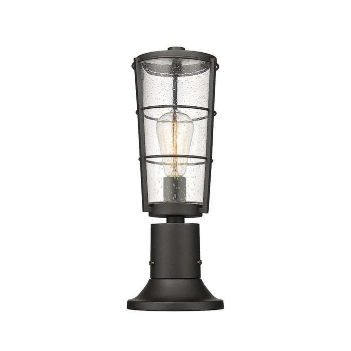 Z-Lite Helix 1 Light Outdoor Pier Mount, Black/Clear Seedy